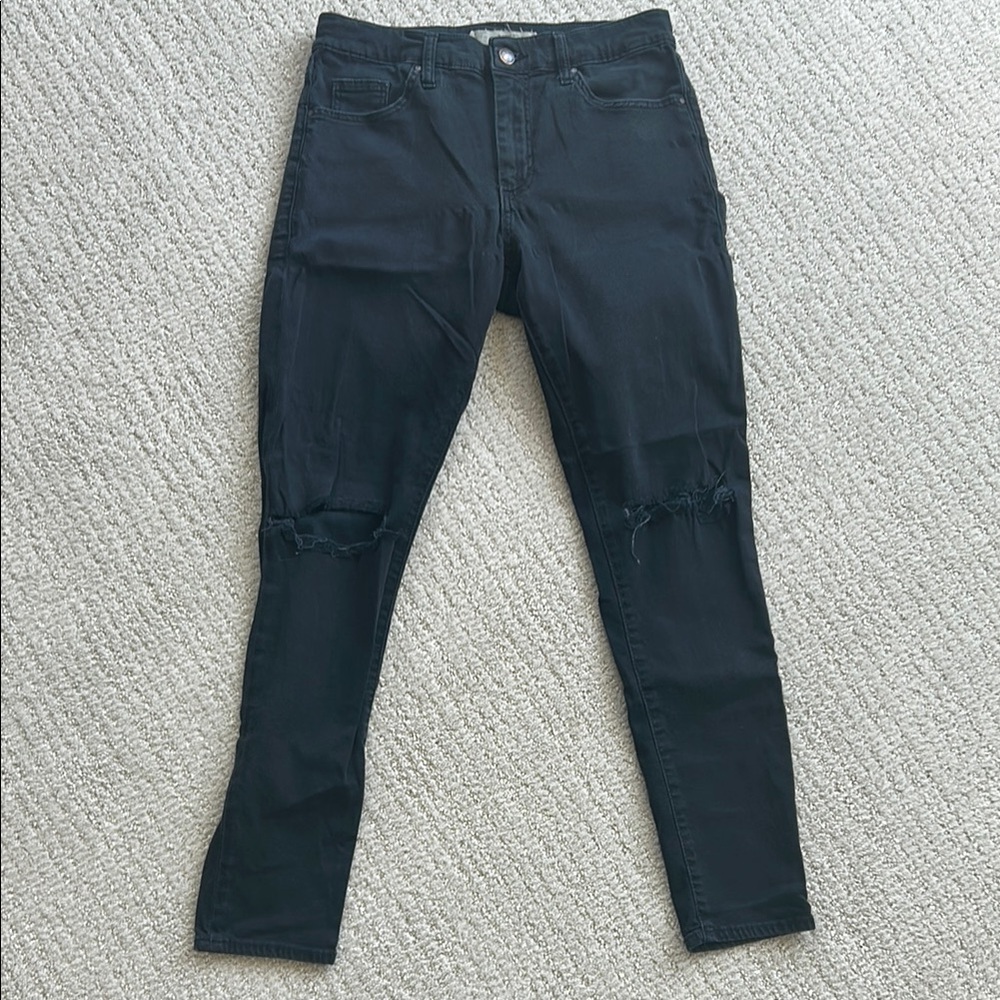 Topshop Black Skinny Distressed Jeans